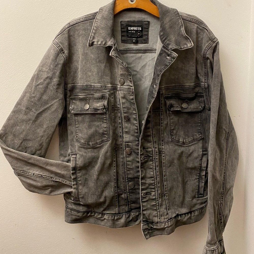 Mens Gray Express Denim Jacket Size Medium